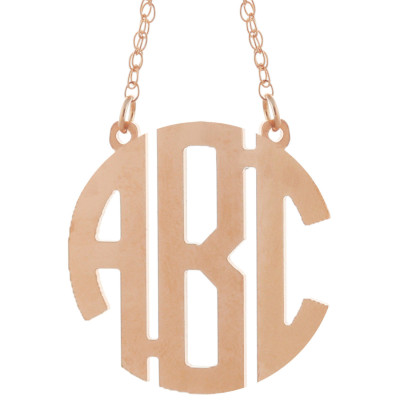 Custom Made 3 Initials Circle Block Monogram Necklace in 925 Sterling Silver - Monogram Necklace - Nameplate Necklace