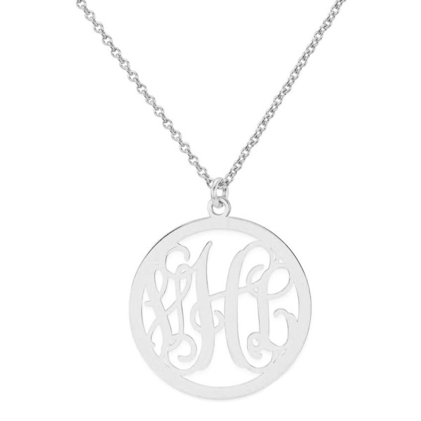 Custom Made 3 Initials Monogram Circle Necklace in 925 Sterling Silver - Monogram Necklace - Nameplate Necklace