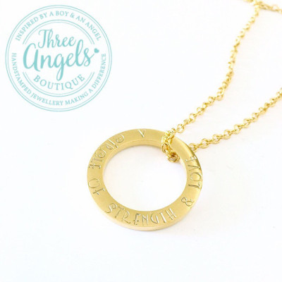 Custom Name Necklace / Hand Stamped Gold Necklace / Personalized Necklace / Inspirational Jewellery / Family Name Jewelry / Gold Ring