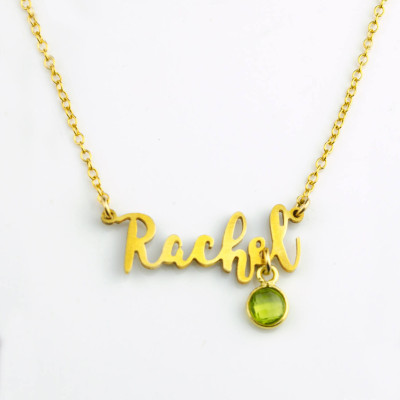 Custom Name Necklace, Birthstone Nameplate necklace gold, Personalized Name Jewelry, My Name Necklace