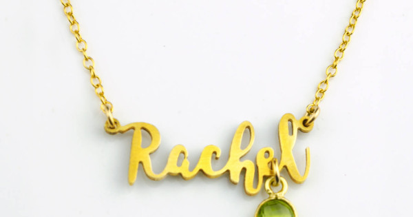 Custom Name Necklace, Birthstone 