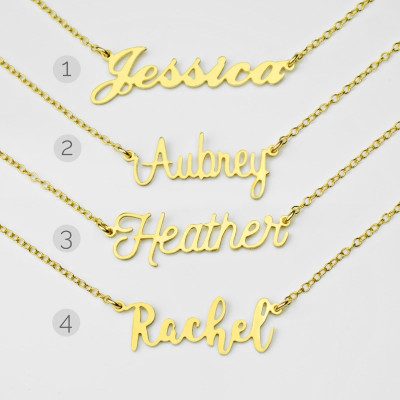 Custom Name Necklace, Heather nameplate necklace gold, Personalized gold name plate Necklace silver, Personalized gift, Cut Name Necklace