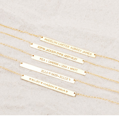 Custom Names Bar Necklaces - Happy Mother's Day Necklaces - Send Love to Mama - Gifts for Moms - Mother's Day Gifts - PN29