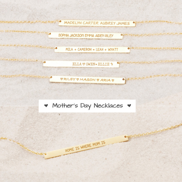 Custom Names Bar Necklaces - Happy Mother's Day Necklaces - Send Love to Mama - Gifts for Moms - Mother's Day Gifts - PN29