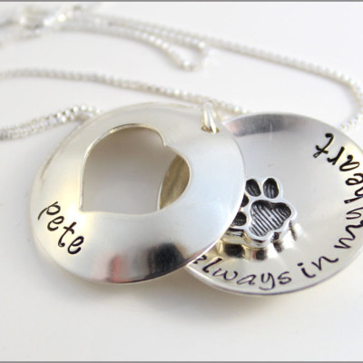 Custom Pet Name Necklace | Always in My Heart Pet Locket, Sterling Silver Dog Necklace, Pet Remembrance Necklace, Gifts for Pet Lover