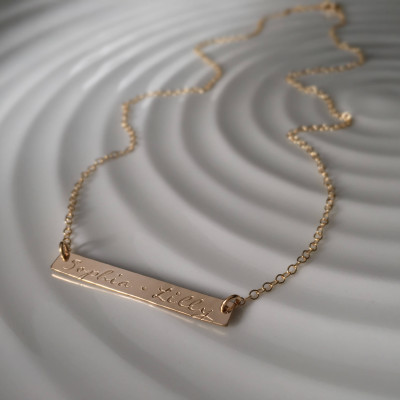 Custom bar Necklace - gold names - hand stamped names - custom layering necklace - gift for her - christmas gift - personalized necklace