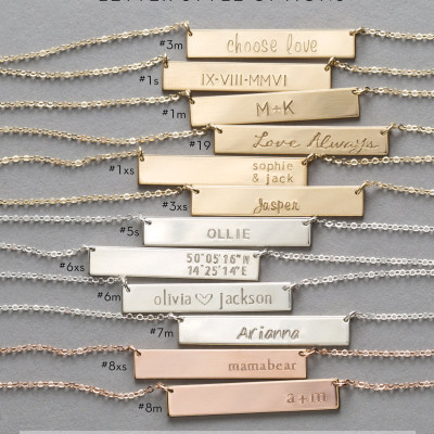 Customized Hammered Name Bar Necklace / Personalized OR Blank Bar Necklace in Silver, Gold, Rose Gold Initial Bar Necklace LN155_32_H_hm
