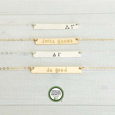 DELTA GAMMA Necklace - Delta Gamma Jewelry - Do Good - Sorority Bar Necklace - Sorority Jewelry - Big Little Gift