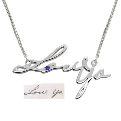 Dad Memorial Jewelry Dad Handwriting Necklace, Sterling Silver Love Dad Necklace, Personalized Memorial Jewelry Gift Handwritten Necklace