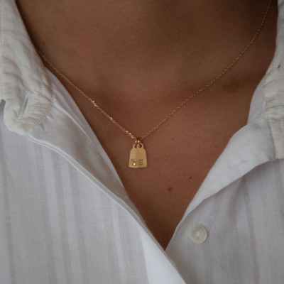 Dainty Initial Necklace in 18k solid gold, hand stamped and personalized necklaces