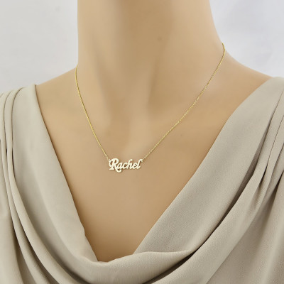 Dainty Solid Gold Name Necklace, 1 Inch Personalized Necklace Laser Cut Fine Jewelry GC51