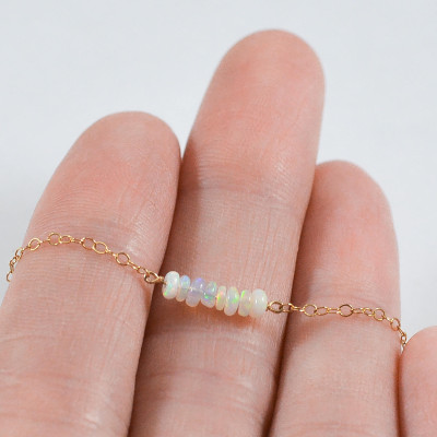 Dainty opal necklace. sterling silver or Gold Plated. genuine natural gem mineral stone jewelry. rainbow opal fire/flash. october birthstone