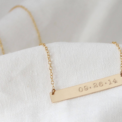 Date Bar Necklace - Date Necklace - Personalized Gold Bar Necklace - Gold Name Bar - Silver Bar Necklace - Engraved Bar Necklace