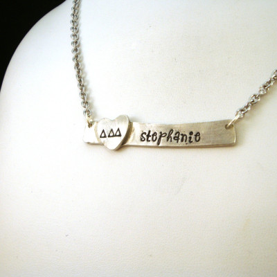 Delta Delta Delta Horizontal Bar Necklace - Personalized Tri Delta Necklace - ΔΔΔ Official Licensed Product