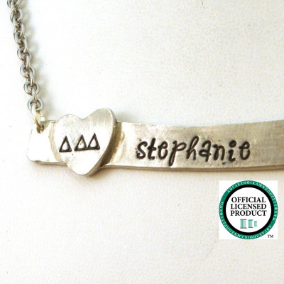Delta Delta Delta Horizontal Bar Necklace - Personalized Tri Delta Necklace - ΔΔΔ Official Licensed Product