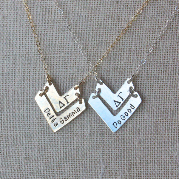 Delta Gamma Necklace - Delta Gamma Do Good Chevron Necklace Sterling Silver Sorority Jewelry Gold Sorority Jewelry Jewelry Big Little Gift