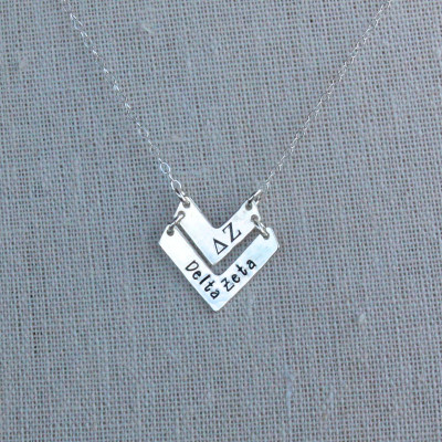Delta Zeta Necklace - Delta Zeta Chevron Necklace Silver Chevron Sorority Jewelry Gold Sorority Jewelry Greek Jewelry Big Sis Little Sis