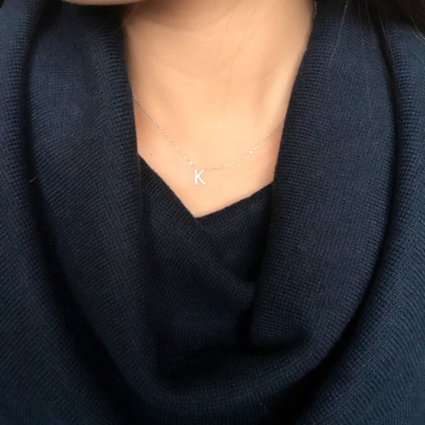 Diamond Initial Necklace / diamond letter necklace / alphabet necklace