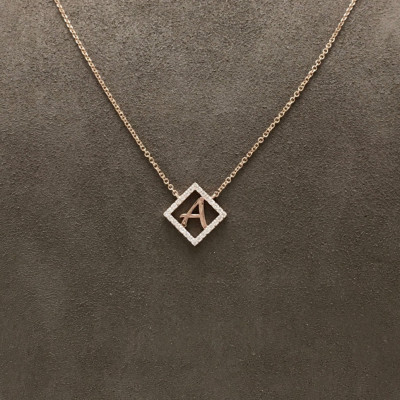 Diamond Outline Initial Necklace