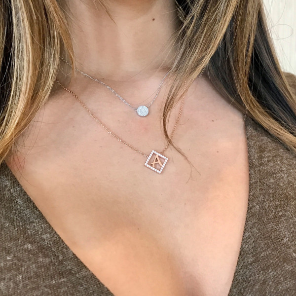 Diamond Outline Initial Necklace