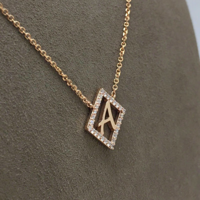 Diamond Outline Initial Necklace