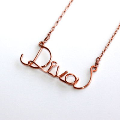 Diva * Simple Necklace * Wire Name Necklace * Minimalist Necklace * Custom Jewelry * Wire Words * Wire Word Art * Wire Name * Diva Necklace