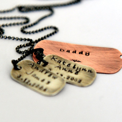 Dog Tag Necklace - Gift For Dad - Dad Gift Australia - Rustic Dad Gift - Personalized Dad Gift - Dog Tag Jewelry - Hand Stamped Dog Tag