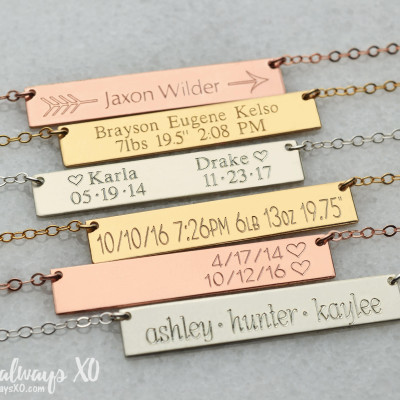 Double Bar necklace, coordinates necklace, linked bar necklace, Personalized Bar Necklace, Gold Bar Necklace, custom necklace LA104