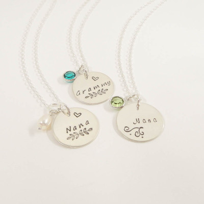 Double Sided Personalized Necklace - Hand Stamped Sterling Silver Custom Jewelry - Gift for Nana - Grandmother Necklace