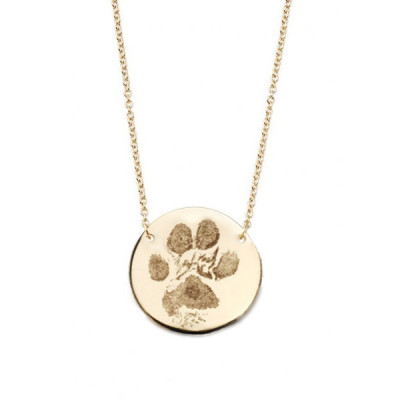 Double sided actual paw print necklace custom personalized pendant two hole necklace Sterling silver or 18k Gold Plated. Various diameters