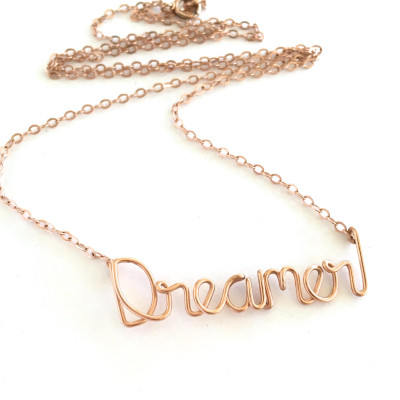Dreamer Necklace. Rose Gold Dreamer Necklace. Custom Name Necklace. Boho Gypset Necklace. Graduation Gift Under 100