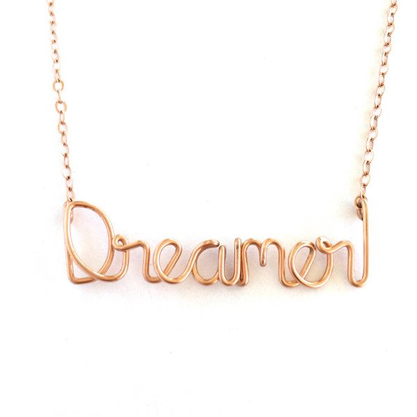 Dreamer Necklace. Rose Gold Dreamer Necklace. Custom Name Necklace. Boho Gypset Necklace. Graduation Gift Under 100