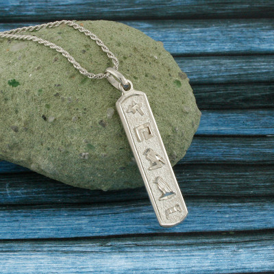 Egyptian Necklace, Arabic Necklace, Egyptian Cartouche, Initial Necklace, Personalized in English & Hieroglyphs, Slim, CR002A