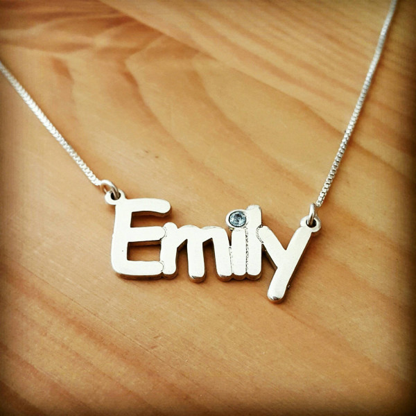 Emily Style Name Necklace / Personalized birthstone Name Necklace / Child Size / Personalized Silver Name necklace / My Name Necklace