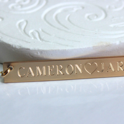 Engravable Gold Bar Necklace , Monogram necklace Name necklace , Nameplate bar, Silver Engraved Horizontal bar, Custom Engraved Necklace