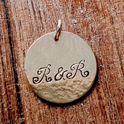 Engraved Initials, 18k Gold Disk, Coin Pendant, Gold Tag, Monogram Letter Disc, Personalized Pendant, Large Circle Tag, Handmade