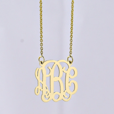 Extra Small 18kt Solid Gold Mini 3 Initials Monogram Tiny Necklace 5/8 Inch Personalized Jewelry GM29C