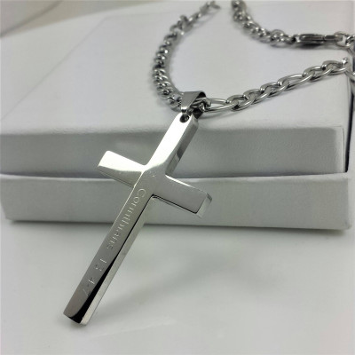 FREE SHIPPING-Bible Verse Necklace,Personalized Cross Necklace, Custom Necklace,Men Cross Necklace,Engrave Religious Necklace