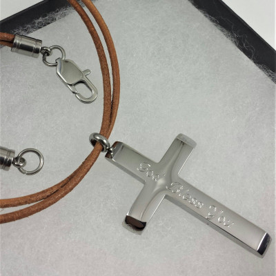 Personalized Cross Necklace, Bible Verse Men Cross Necklace