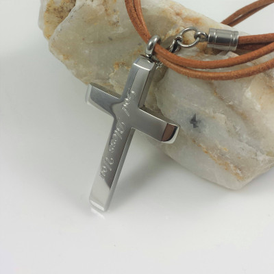 Personalized Cross Necklace, Bible Verse Men Cross Necklace