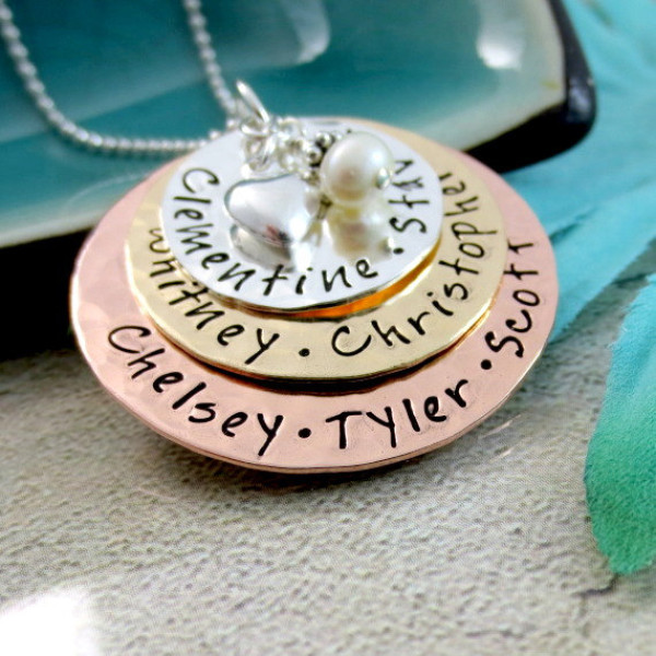 Family Name Necklace - Personalized Mothers Necklace - Grandmother Necklace - Layered Name Necklace - Personalized Mom Jewelry - Mixed Metal