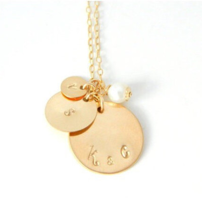 Family Name Necklace, Mothers Necklace, Engraved Initial Disc Necklace, Custom Name Necklace,