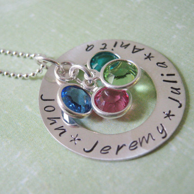 Family Necklace - Personalized Gift - Circle Necklace - Custom Children Name Ring - Eternity Necklace - Mother Gift