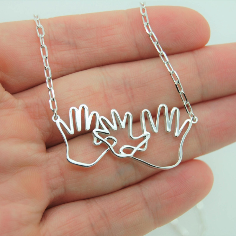 Family Necklace, Handprint Necklace 