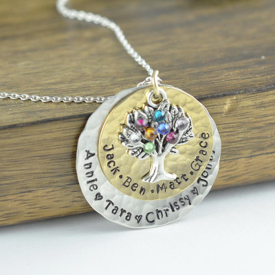Family Tree Necklace - Tree of Life Pendant - Mothers Necklace - Tree of Life Jewelry - Mom Necklace with Kids Names - Gift for Grandmother