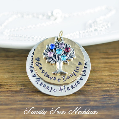Family Tree Necklace - Tree of Life Pendant - Mothers Necklace - Tree of Life Jewelry - Mom Necklace with Kids Names - Gift for Grandmother
