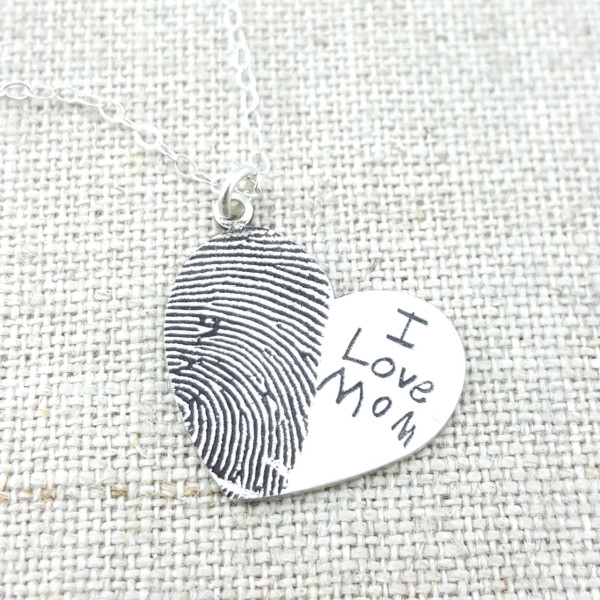 Fingerprint · Jewelry · Personalized Necklace · Gift · Memorial Necklace · ACTUAL Handwriting on Silver · Mom Jewelry