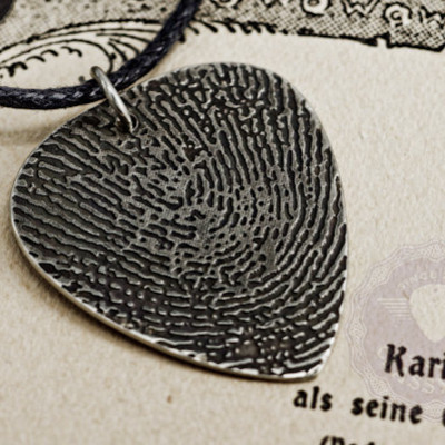 Fingerprint Jewelry - Fingerprint necklace for Dad , Personalized fingerprint jewellery, grandparent gift, Custom guitar pick necklace