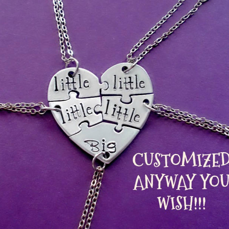 5 BFF Puzzle Piece Necklaces, Best Friends or Family Gifts, Custom Initials  on Each, Hand Cut Coin - Etsy