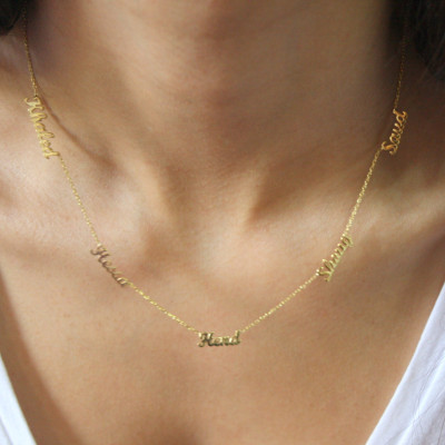Five Name Necklace , 5 Name Necklace ,Personalized Necklace, Gold Multiple Name Necklace / Name Necklace / Mother's Day Gifts